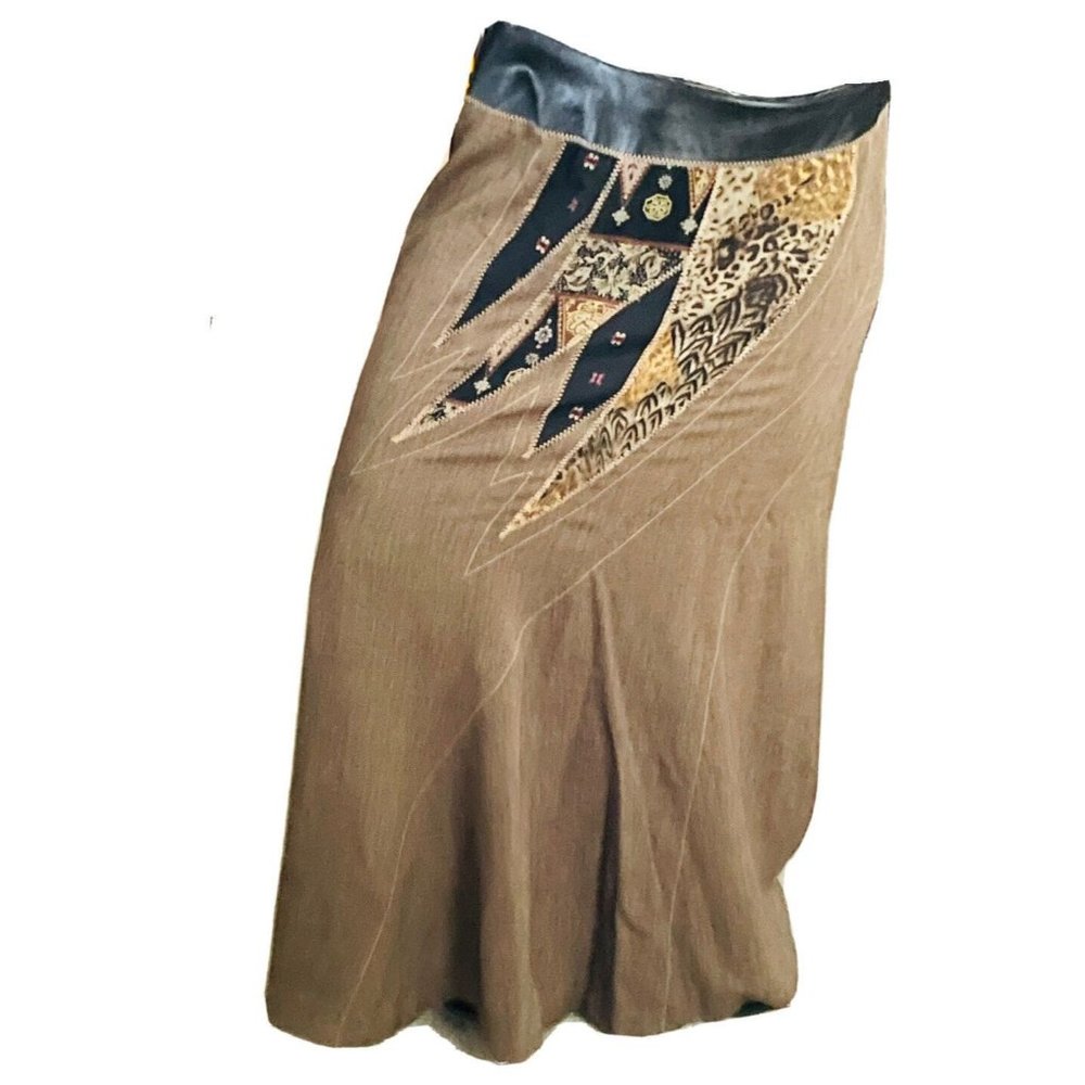 KOOS OF COURSE ART TO WEAR Skirt Tweed Animal Print Leather Full Length Size 20W